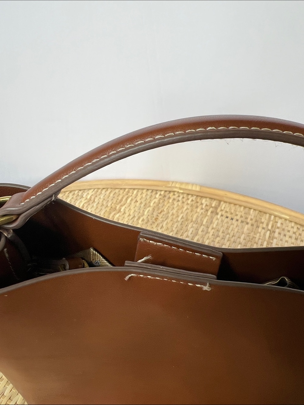 Mango Padlock Detail Mini Shopper Bag cognac Brown vegan shoulder strap - FLAWED - Picture 5 of 16
